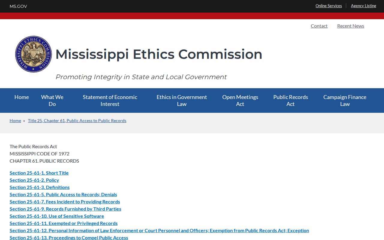 Amite County booking record public-record law source
